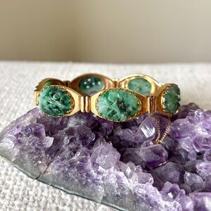 Elegant 14k Gold and Jade Bracelet